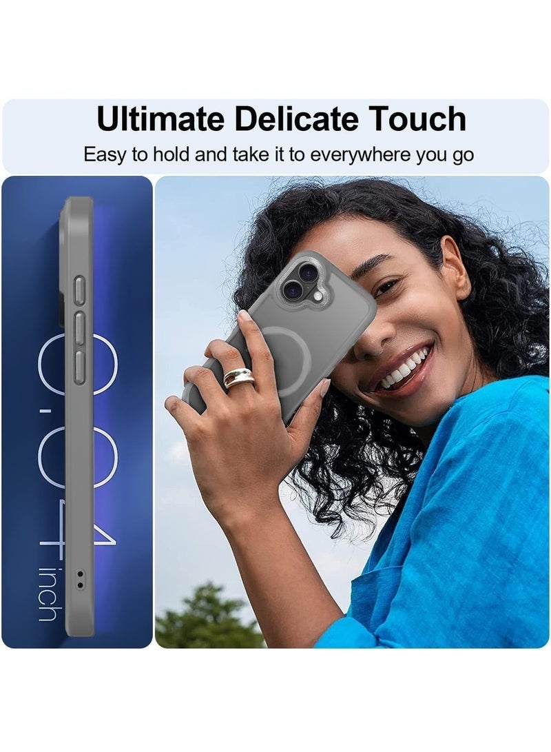 جاجيك iPhone 17 5G 2025 Hard Silicone Hybrid Case | Slim Stylish Translucent Magnetic MagSafe Compatible Shockproof Protective Cover (MCMPMN) – Grey - Image 3