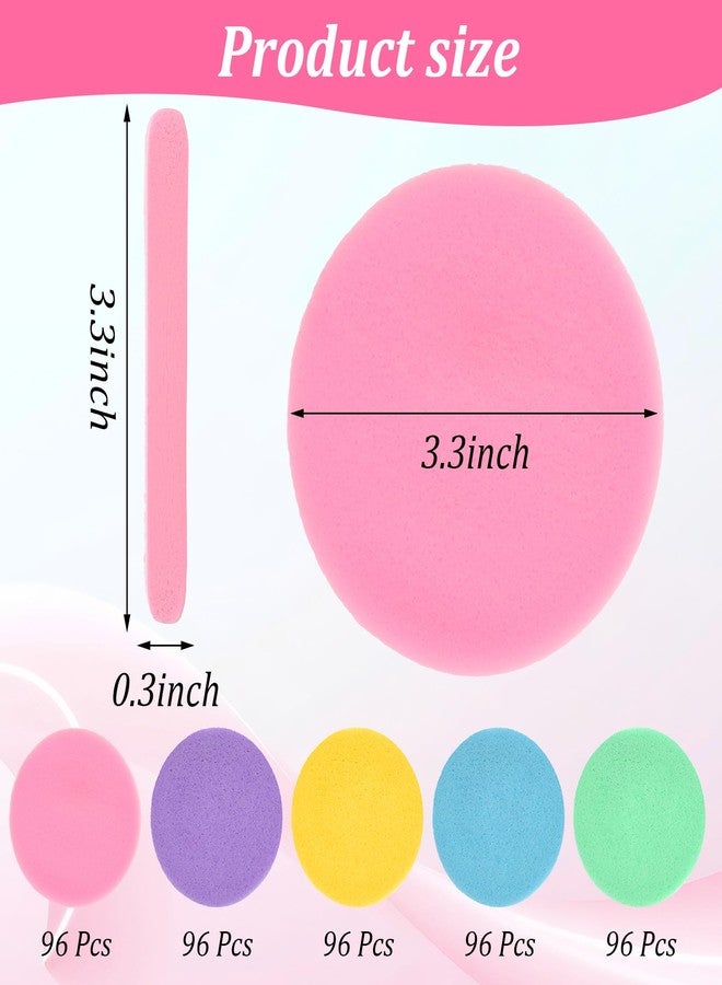 Tobeelec 480 Pcs Compressed Facial Sponges, Face Cleansing Sponge Estheticians Compressed Makeup Facial Sponge Round Wash Face Sponges for Women Compress Exfoliating Removal Sponge (5 Colors) - Image 2