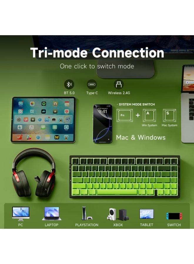 مكشوزي لوحة مفاتيح ألعاب ميكانيكية G75 Pro Matcha Latte axis V2 قابلة للتبديل السريع بنسبة 75%، تدعم 3 أوضاع اتصال، بلوتوث/لاسلكي/USB-C - Image 5