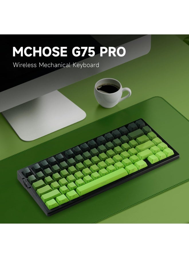 مكشوزي لوحة مفاتيح ألعاب ميكانيكية G75 Pro Matcha Latte axis V2 قابلة للتبديل السريع بنسبة 75%، تدعم 3 أوضاع اتصال، بلوتوث/لاسلكي/USB-C - Image 3