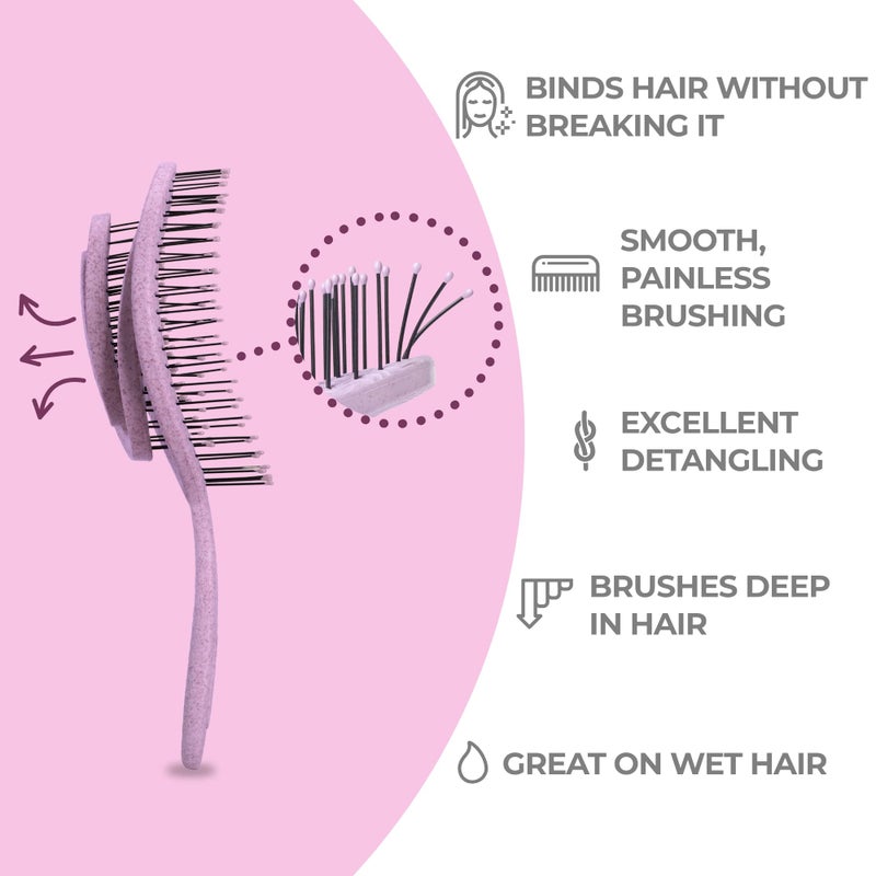 Ninabella Detangling Hair Brush for Women & Men - Does not Pull - Straightening Brushes for Straight, Curly & Wet Hair - Unique Spiral Hairbrush - Pink - Image 2
