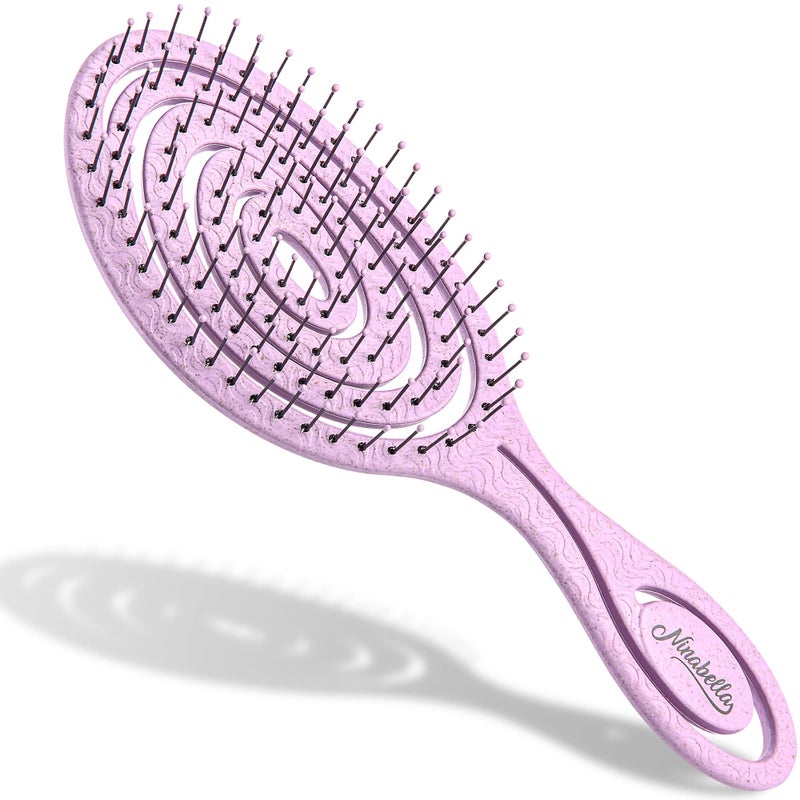 Ninabella Detangling Hair Brush for Women & Men - Does not Pull - Straightening Brushes for Straight, Curly & Wet Hair - Unique Spiral Hairbrush - Pink - Image 1