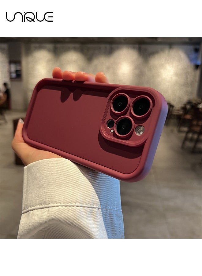 Unique For iPhone 15 Pro Max Phone Case - Solid Color Phone Case - Silicone Protective Case - Shockproof and Waterproof Phone Case Female Girl,Red  - Image 3