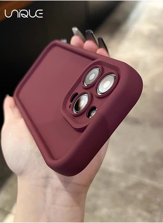 Unique For iPhone 15 Pro Max Phone Case - Solid Color Phone Case - Silicone Protective Case - Shockproof and Waterproof Phone Case Female Girl,Red  - Image 4