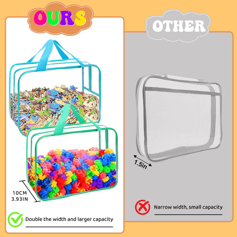 YOPCDJ 8 Packs 8 Colors Large Toy Storage Bags, Reusable Clear PVC Board Game Storage, Toy Organizers and Storage Bags with Zipper for Building Blocks, Puzzle and Handmade Accessories, Clear Toiletry Bag - Image 4