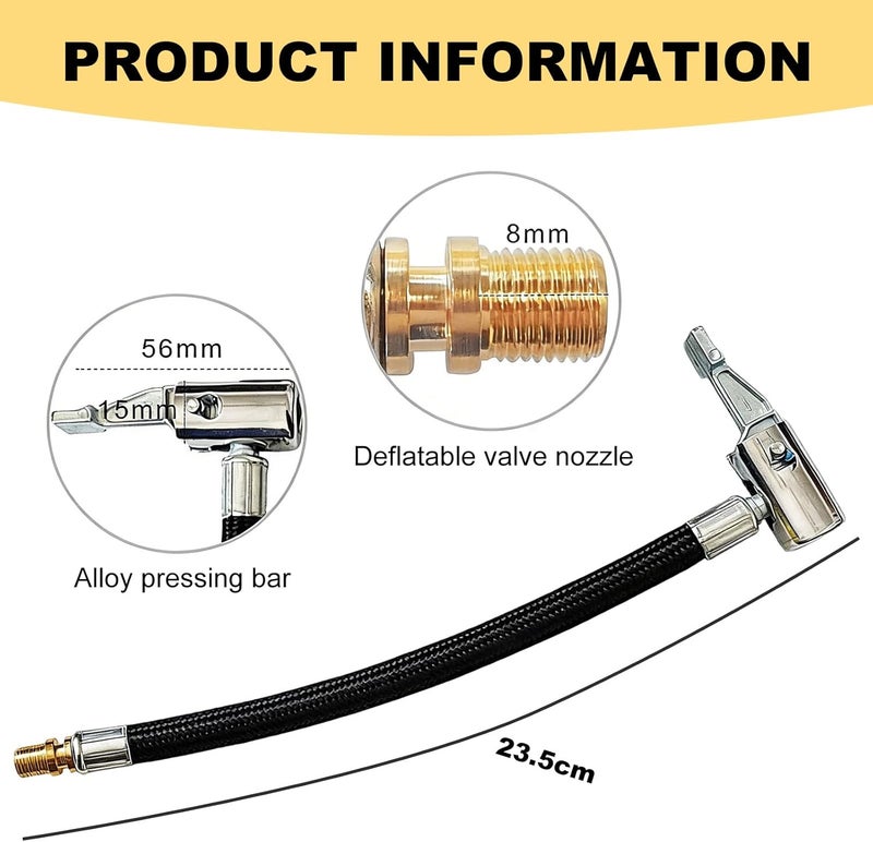 KinetiCore Tire Inflator Extension Tube with Quick Inflation Chuck Adapter - 23CM - Image 2