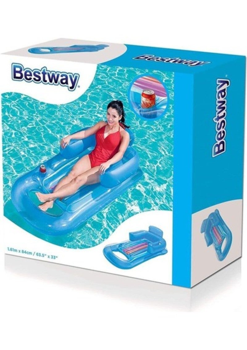 Pool Float Chair With 50+ UPF UV Protection 1.61 M x 84 Cm Durable Vinyl - Balanced Stable Design Luxury Water Lounger for Pool Sea Sunbathing - Image 4