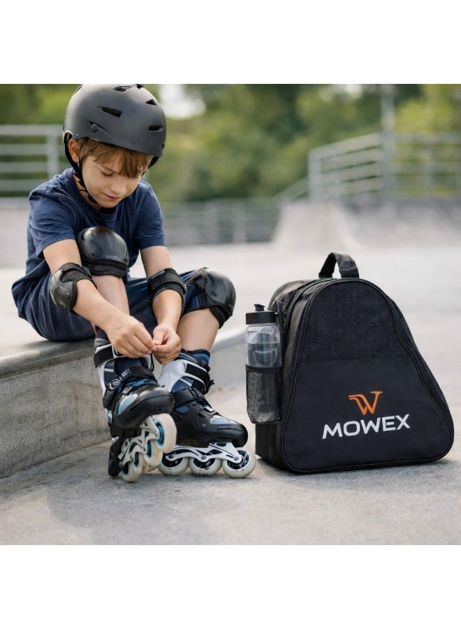 OVERS Roller Skates Carry Bag Lightweight 450g, Large Capacity 3-Layer Skating Backpack with Mesh Ventilation, Helmet & Protective Gear Storage, Water Bottle Pocket – Black - Image 3