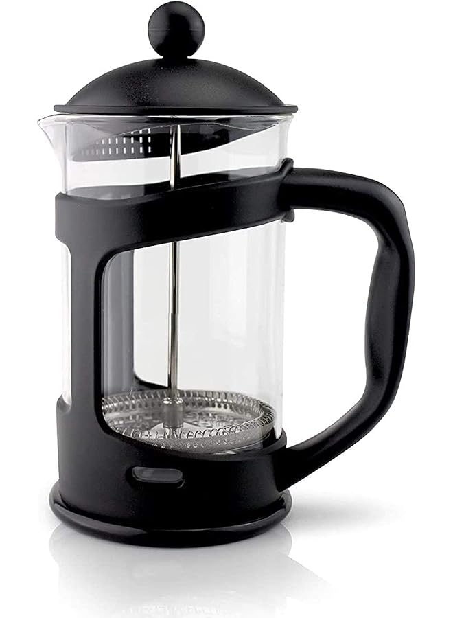 KASTWAVE Stainless Steel Strainer Press Coffee Maker 600Ml With 2-Layered Filter, Screens Built In Thicker Borosilicate Glass, Easy Clean & Using Coffee Press For Home Kitchen Office Black - Image 1