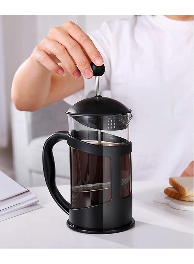 KASTWAVE Stainless Steel Strainer Press Coffee Maker 600Ml With 2-Layered Filter, Screens Built In Thicker Borosilicate Glass, Easy Clean & Using Coffee Press For Home Kitchen Office Black - Image 2