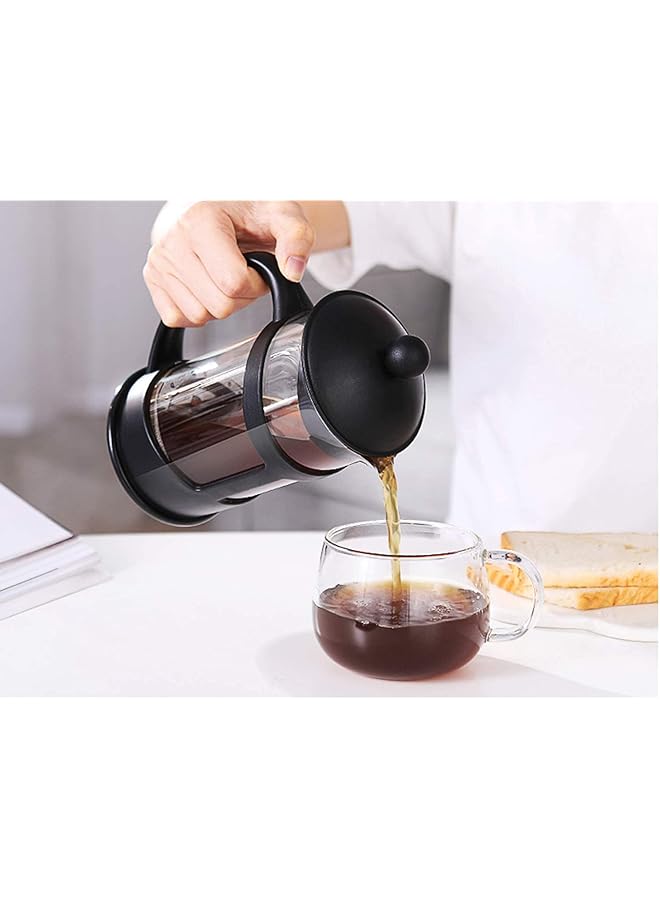 KASTWAVE Stainless Steel Strainer Press Coffee Maker 600Ml With 2-Layered Filter, Screens Built In Thicker Borosilicate Glass, Easy Clean & Using Coffee Press For Home Kitchen Office Black - Image 3