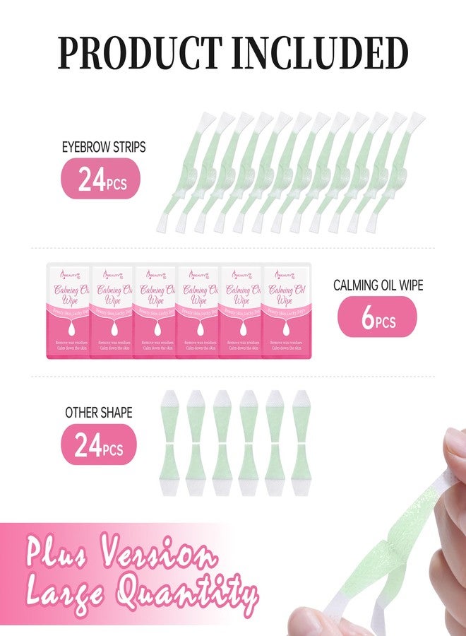 Beauty7 Fit Eyebrow Wax Strips Plus Volum, Pre-cut Facial Hair Removal, Lip Hair Removes, at Home Waxing 48 Strips, 6 Calming Oil Wipes, for All Skin Types Women - Image 3