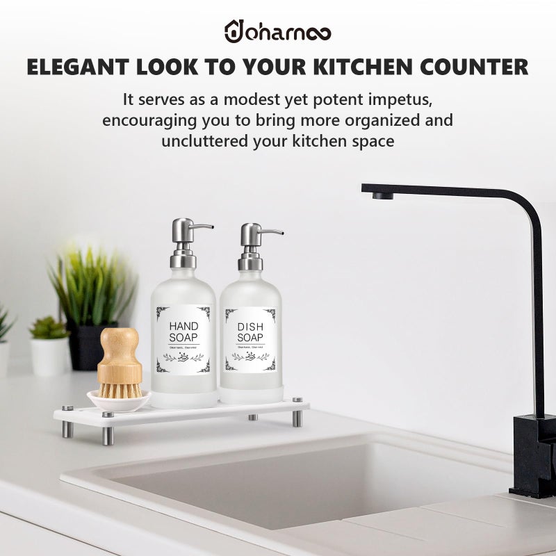 Johamoo Dish Soap Dispenser Set For Kitchen 16Oz Glass Bottle With Stainless Steel Pump  Instant Dry Tray  Perfect For Kitchen Decor And Bathroom Accessories - Image 4