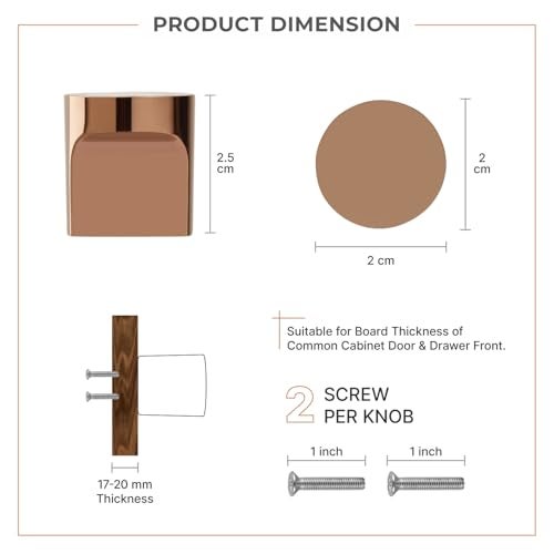 LAPO 10 Piece Drawer Knobs for Kitchen– Door Knob for Cabinets, Cupboards & Dressers (Material-Zinc, PVD Rose Gold Finish) - Image 2