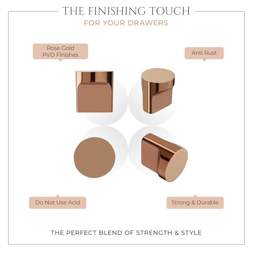 LAPO 10 Piece Drawer Knobs for Kitchen– Door Knob for Cabinets, Cupboards & Dressers (Material-Zinc, PVD Rose Gold Finish) - Image 5