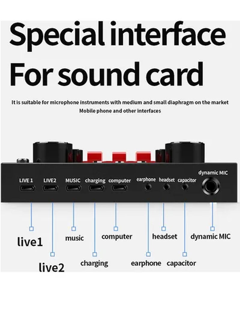 Arabest Podcast Condenser Microphone Bundle with v8s Sound Card/Condenser Studio Microphone for Laptop Computer Vlog Living Broadcast Live Streaming - Image 4