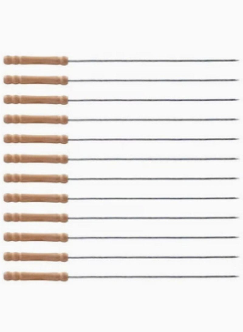12 Pcs Stainless Steel Barbecue Skewers Multicolour 30cm - Image 1