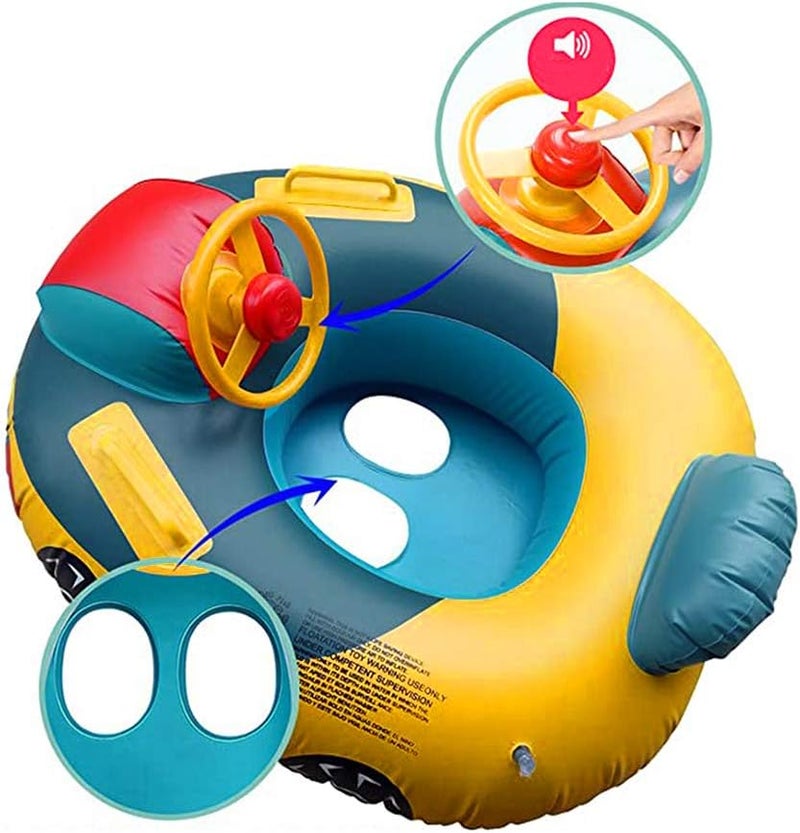 GREUS Cute Child Kids Inflatable Pool Float PVC Summer Swim Float Air Bed Lake Boat Swimming Floats with 2 Handles Surfing Raft Bodyboard Floating Mattress Seat Swim Ring for Girls Boys 1-5 Years - Image 2