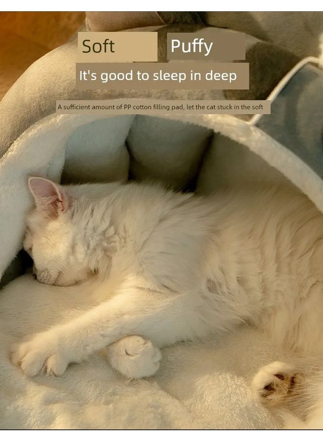 Universal Cat House - Teddy Bear Ear Theme Luxury Cat Nest with Removable and Washable Cushion, Semi Enclosed Cat Cave, Winter Warm Design, Cute Bear Ear Shape, Durable House for Dogs and Cats (Brown) ﻿ ﻿ - Image 5