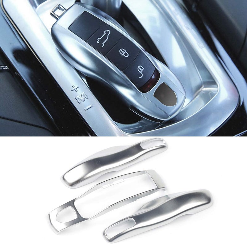 Jaronx 3PCS Remote Key Covers Compatible with Porsche, Glossy Silver Key Fob Shell Cover Painted Keyless Entry Skin Protectors (Compatible with:Porsche Boxster Turbo Cayenne Panamera Macan Cayman 911) - Image 1