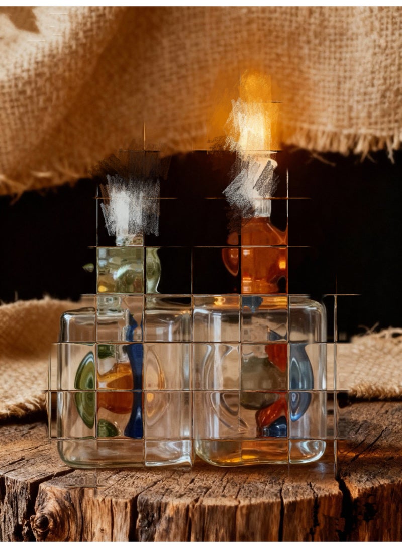 Premium Heat Resistant Glass Oil Lamp, glass bottle for Long lasting Use  (Random Color)