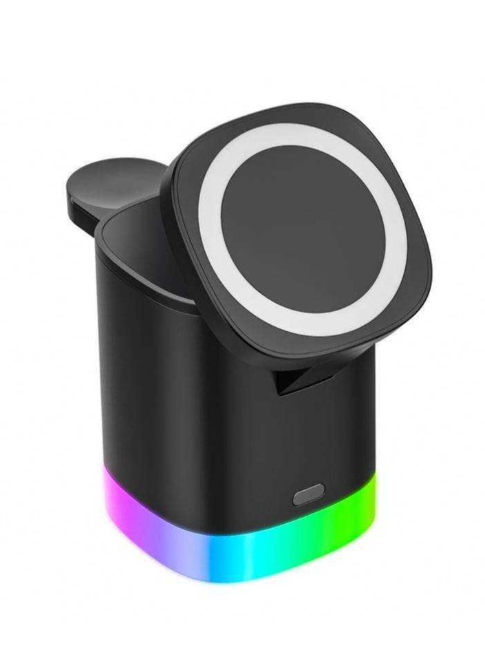 EVEREEN - 3-in-1 Magnetic Charging Dock With Foldable Stand And Night Illumination Non-Waterproof ABS Wireless Charger For iPhone 15/14/13/12 Pro/Max/Plus And Apple Watch Series 2-9 15W Fast Charging Power Compatible With Multiple Devices Powerful Magnet LED - Image 1