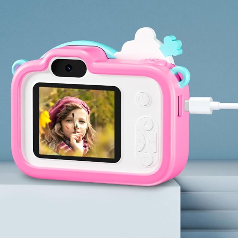 Pink Dual Lens 1080P Digital Camera Compact Auto Focus Shockproof Silicone Design - Image 4