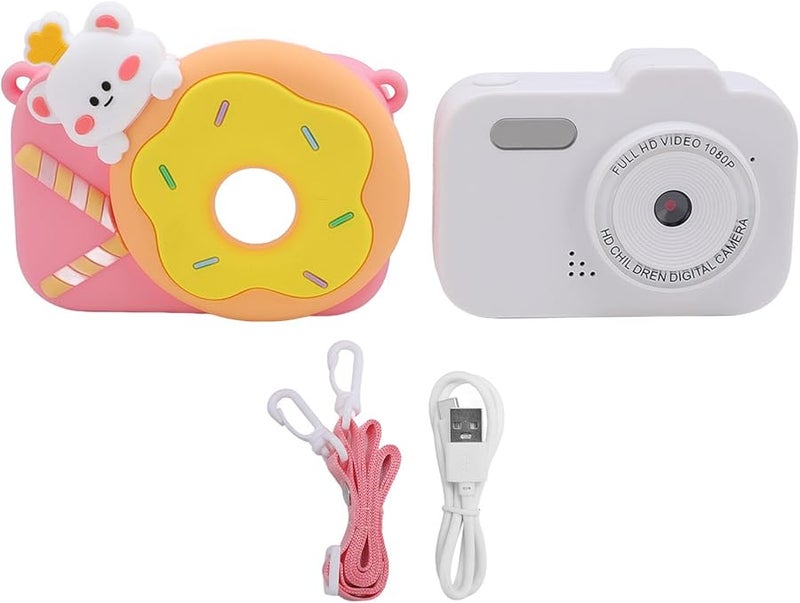 Pink Dual Lens 1080P Digital Camera Compact Auto Focus Shockproof Silicone Design - Image 2
