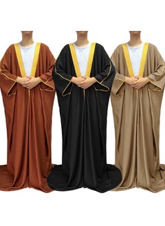 Generic Satin Embroidered Muslim Graduation Robe Caramel  - Image 4