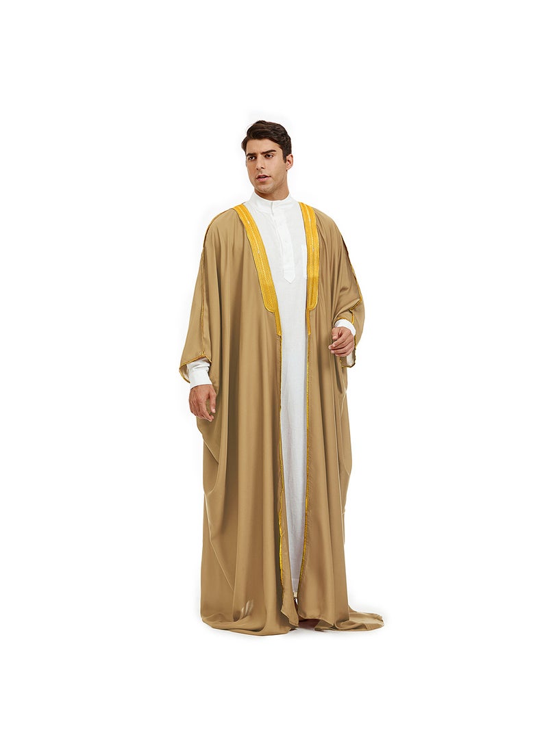 Generic Satin Embroidered Muslim Graduation Robe Caramel  - Image 1