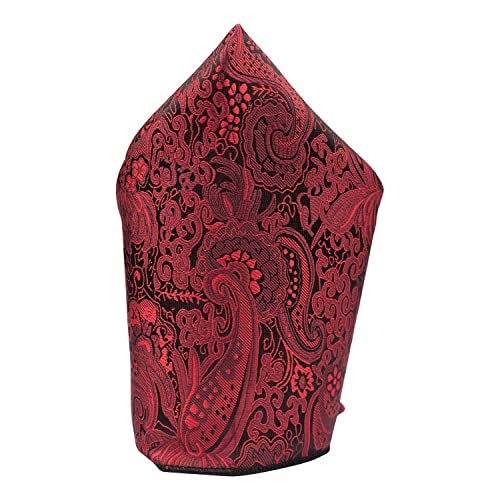 The Tie Hub Paisley Burgundy Microfiber Pocket Square for Men – Soft Woven Finish - Image 4