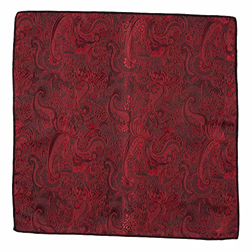 The Tie Hub Paisley Burgundy Microfiber Pocket Square for Men – Soft Woven Finish - Image 1