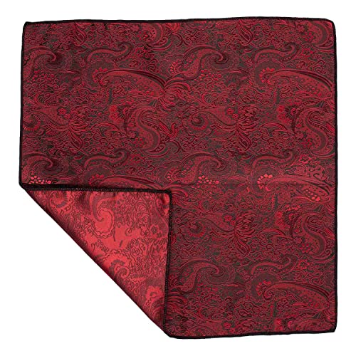 The Tie Hub Paisley Burgundy Microfiber Pocket Square for Men – Soft Woven Finish - Image 2