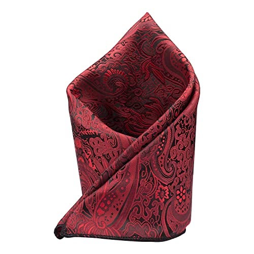 The Tie Hub Paisley Burgundy Microfiber Pocket Square for Men – Soft Woven Finish - Image 3