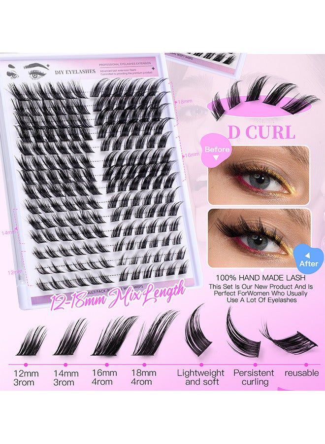 رموش كاذبة 168 مجموعات من مجموعات مفردة مع الشعر الطائر الزاوي طبيعي ورقيق ذاتي مقطع رموش DIY Set, Natural Look Effect Black فردي رموش خاطئة - Image 3