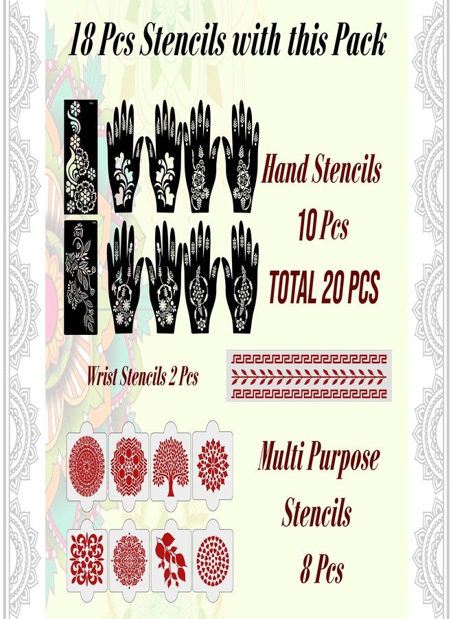 Ivana's Set of 20 Pcs Combo Pack, Reusable Mahandi Degin Sticker Full Handfor Both Hands, Easy to Use, Best for Girls, Women, Kids & Teen| New Mehandi Stencils Design Stickers, D-2059 - Image 4