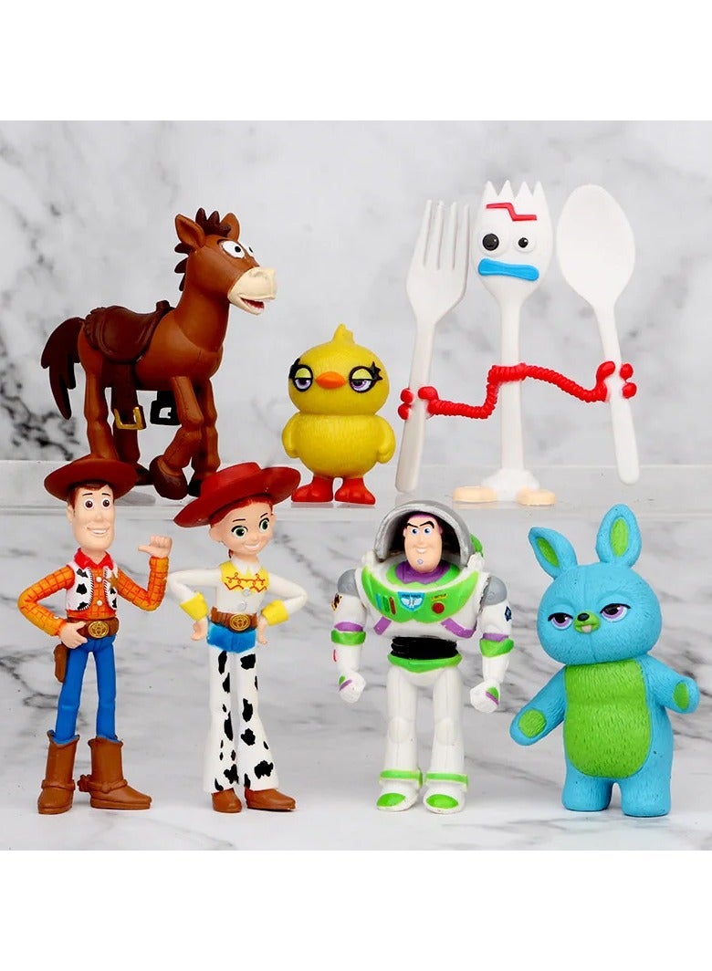 7pc Toy Story 4 Action Figures Toys Woody Jessie Buzz Lightyear Forky  Bear Figura Model Doll Figurine - Image 1
