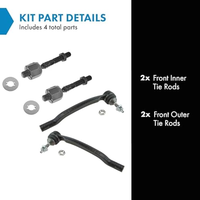 تي آر كيو طقم مكون من 4 قطع من أطراف قضبان الربط الداخلية والخارجية، الجانب الأيسر والأيمن لسيارة فولفو Xc70 Xc90 - Image 3