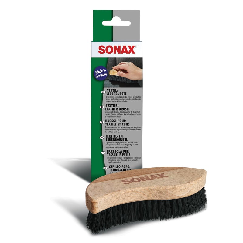 SONAX Textile & Leather Brush | Professional Interior Cleaning Brush for Fabric Upholstery Alcantara & Leather Surfaces | Durable, Ergonomic Car Detailing Tool | 416741 - Image 1