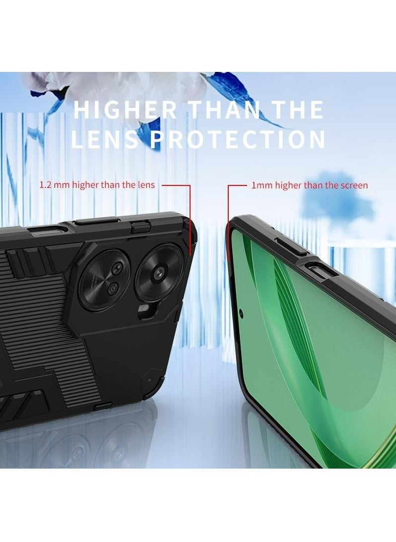 حافظة هاتف لهاتف هواوي نوفا 12 SE 2in1 TPU + PC طبقة مزدوجة كومبو مقاومة للصدمات رفيعة للغاية غطاء خلفي للهاتف مع مسند