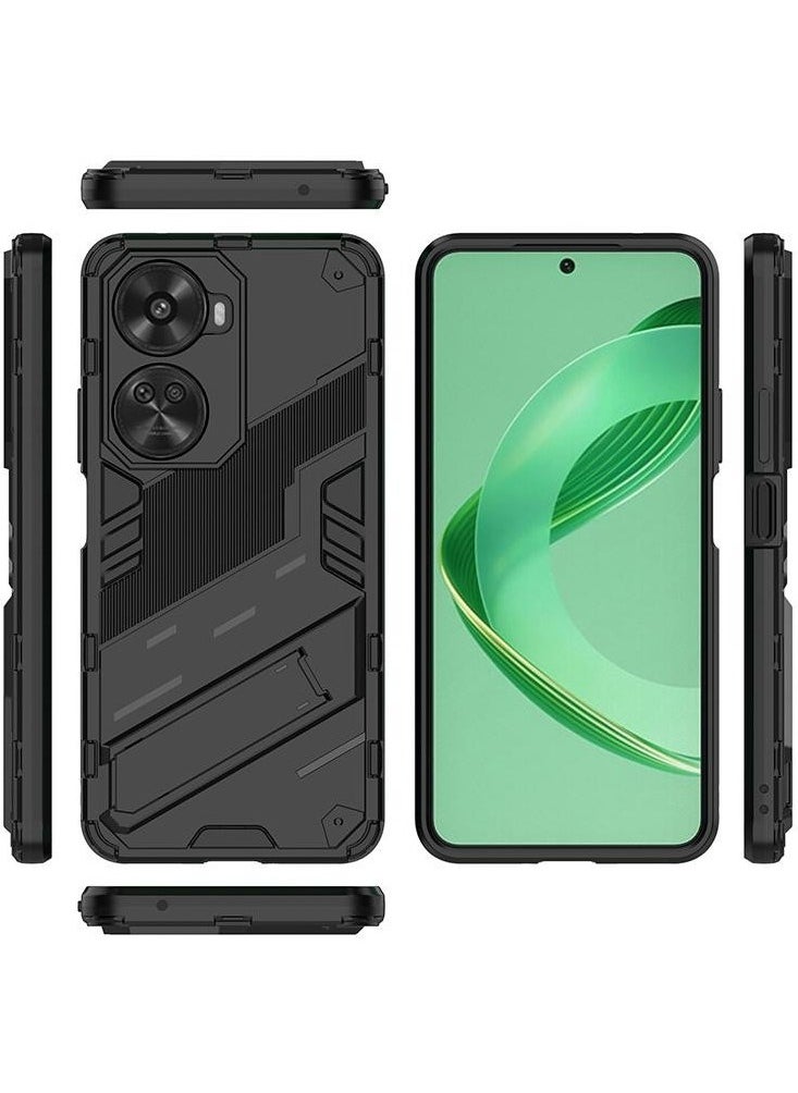 حافظة هاتف لهاتف هواوي نوفا 12 SE 2in1 TPU + PC طبقة مزدوجة كومبو مقاومة للصدمات رفيعة للغاية غطاء خلفي للهاتف مع مسند