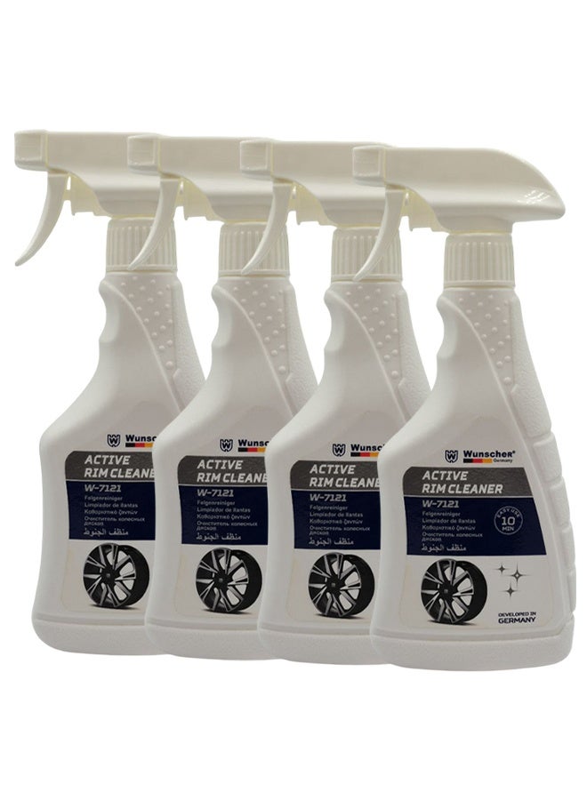 ونشر مجموعة من 4 قطع من منظف جنوط العجلات Wunscher Germany Active Rim Cleaner W-7121 (380 مل) - بخاخ قوي لتنظيف جنوط العجلات والسبائك، يزيل غبار الفرامل والصدأ ورواسب الحديد، ويعيد اللمعان في 10 دقائق. - Image 1