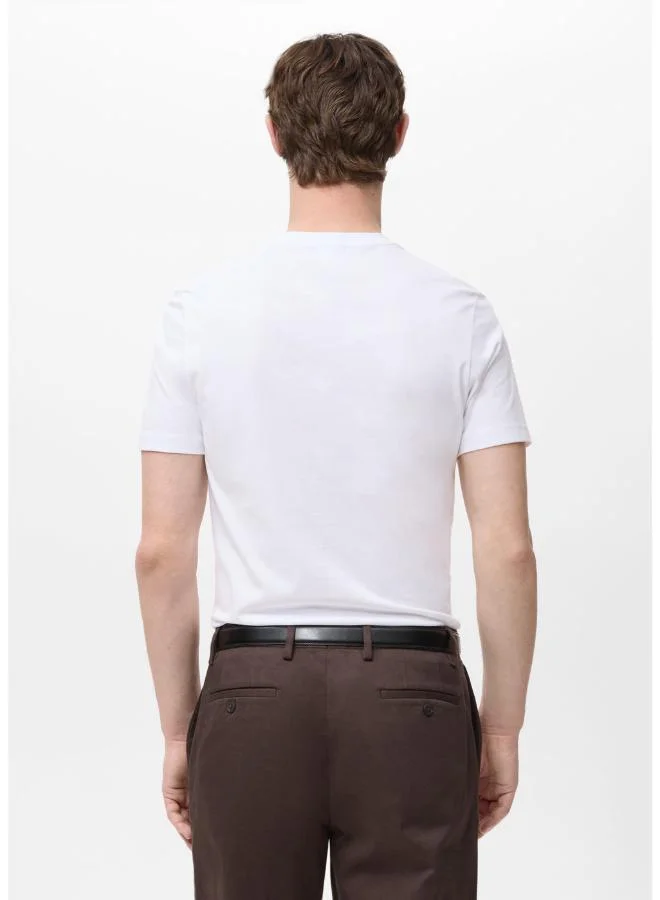 Mango Man  cotton slim-fit V-neck t-shirt for Men | Best Price UAE