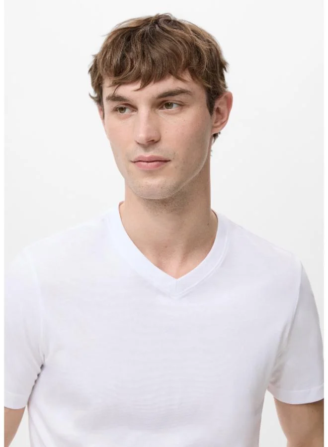 Mango Man  cotton slim-fit V-neck t-shirt for Men | Best Price UAE