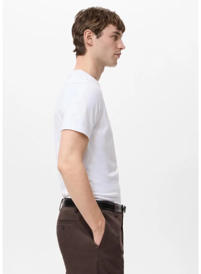 Mango Man  cotton slim-fit V-neck t-shirt for Men | Best Price UAE