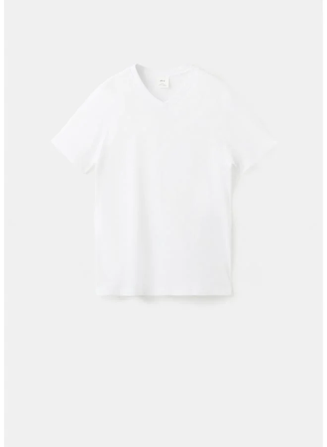 Mango Man  cotton slim-fit V-neck t-shirt for Men | Best Price UAE