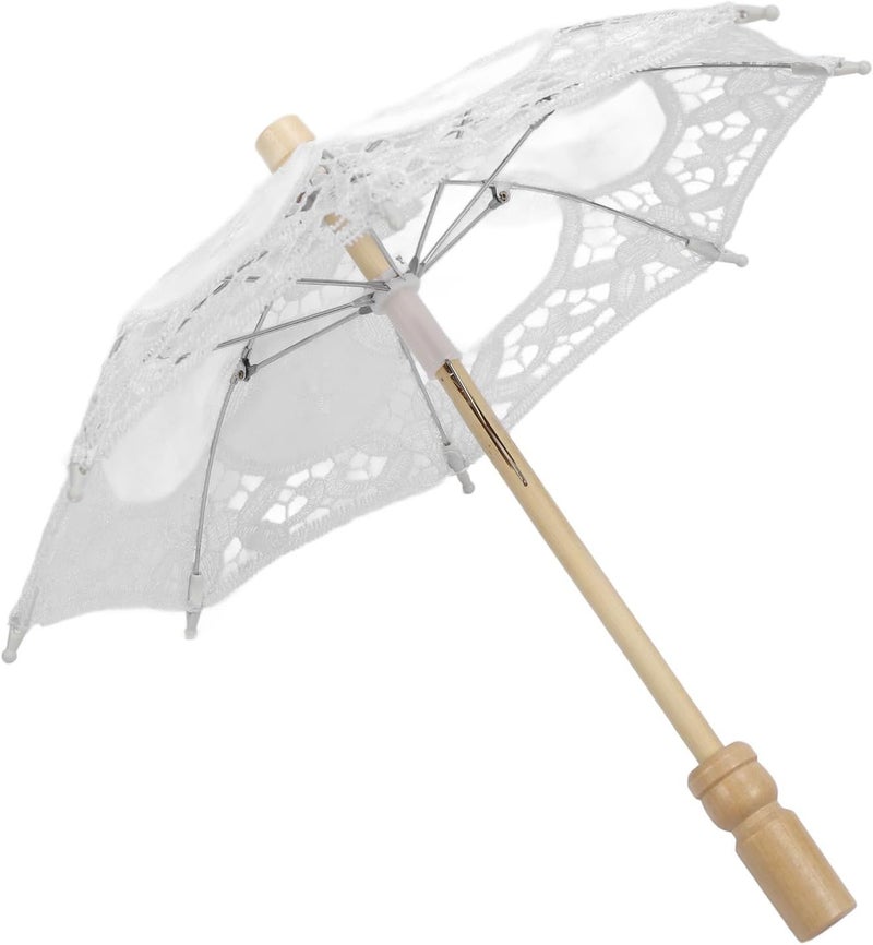 Lace Wedding Umbrella Bridal Decorative Foldable Compact Lightweight For Photography Props Parties White - Image 1