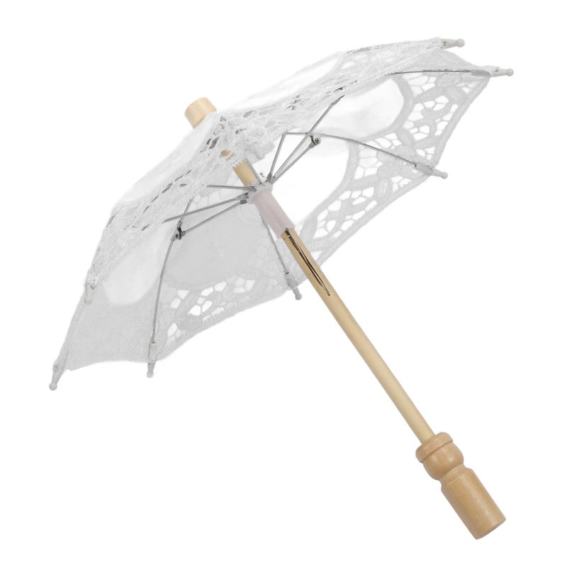 Lace Wedding Umbrella Bridal Decorative Foldable Compact Lightweight For Photography Props Parties White - Image 2