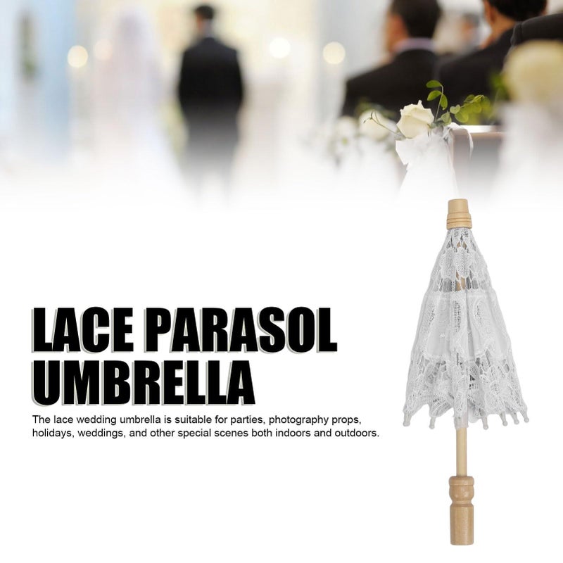 Lace Wedding Umbrella Bridal Decorative Foldable Compact Lightweight For Photography Props Parties White - Image 3