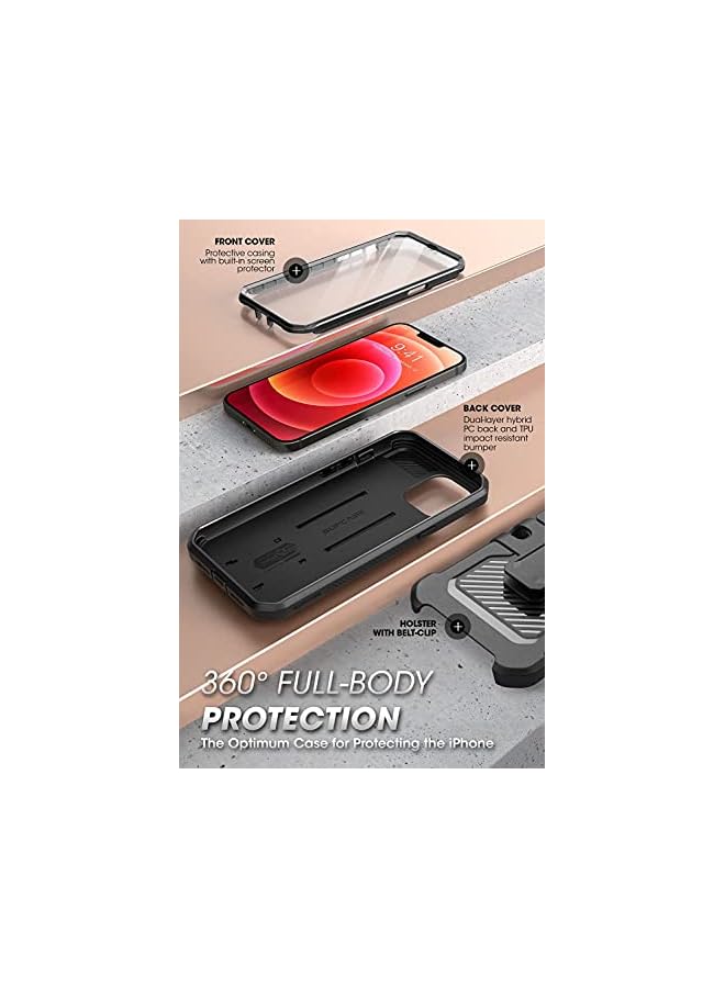 SupCase Unicorn Beetle Pro Series Case for iPhone 13 Pro Max (2021 Release) 6.7 Inch, Built-in Screen Protector Full-Body Rugged Holster Case (Black) - Image 5